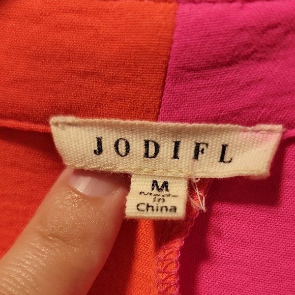 JODIFL Pink and Orange Button Down Shirt - Picture 2 of 5